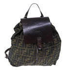 FENDI Zucca Canvas Backpack Brown Black Silver103545