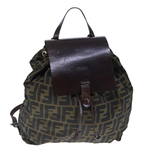 FENDI Zucca Canvas Backpack Brown Black Silver103545