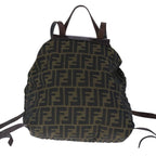 FENDI Zucca Canvas Backpack Brown Black Silver103545