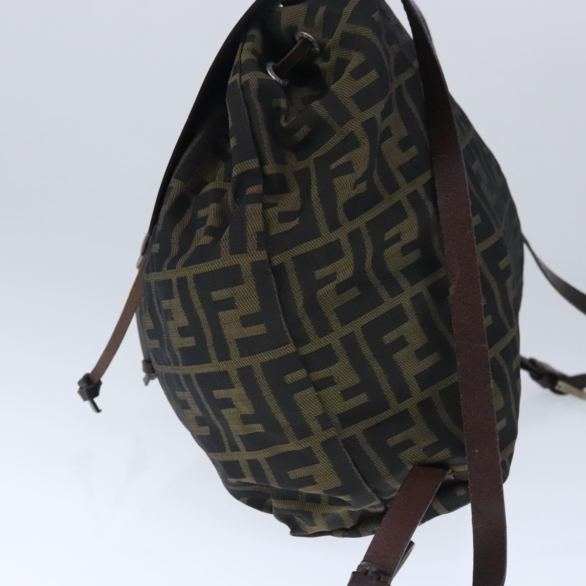 FENDI Zucca Canvas Backpack Brown Black Silver103545