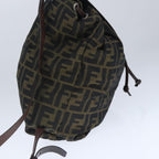 FENDI Zucca Canvas Backpack Brown Black Silver103545
