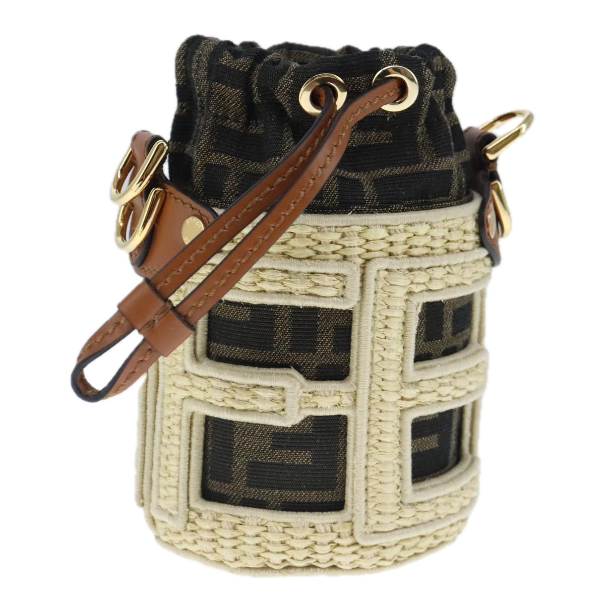 FENDI Zucca Canvas Pouch Brown Black beige103806