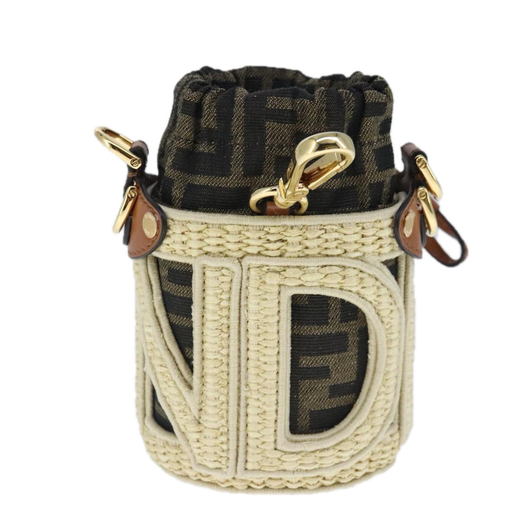 FENDI Zucca Canvas Pouch Brown Black beige103806