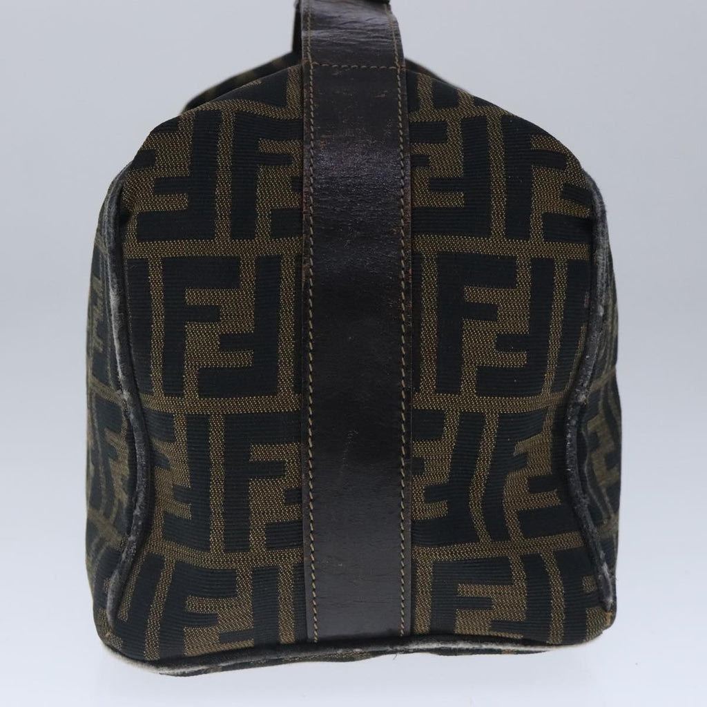 FENDI Zucca Canvas Vanity Hand Bag Brown Black Gold103857