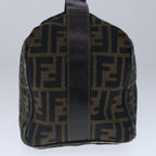 FENDI Zucca Canvas Vanity Hand Bag Brown Black Gold103857