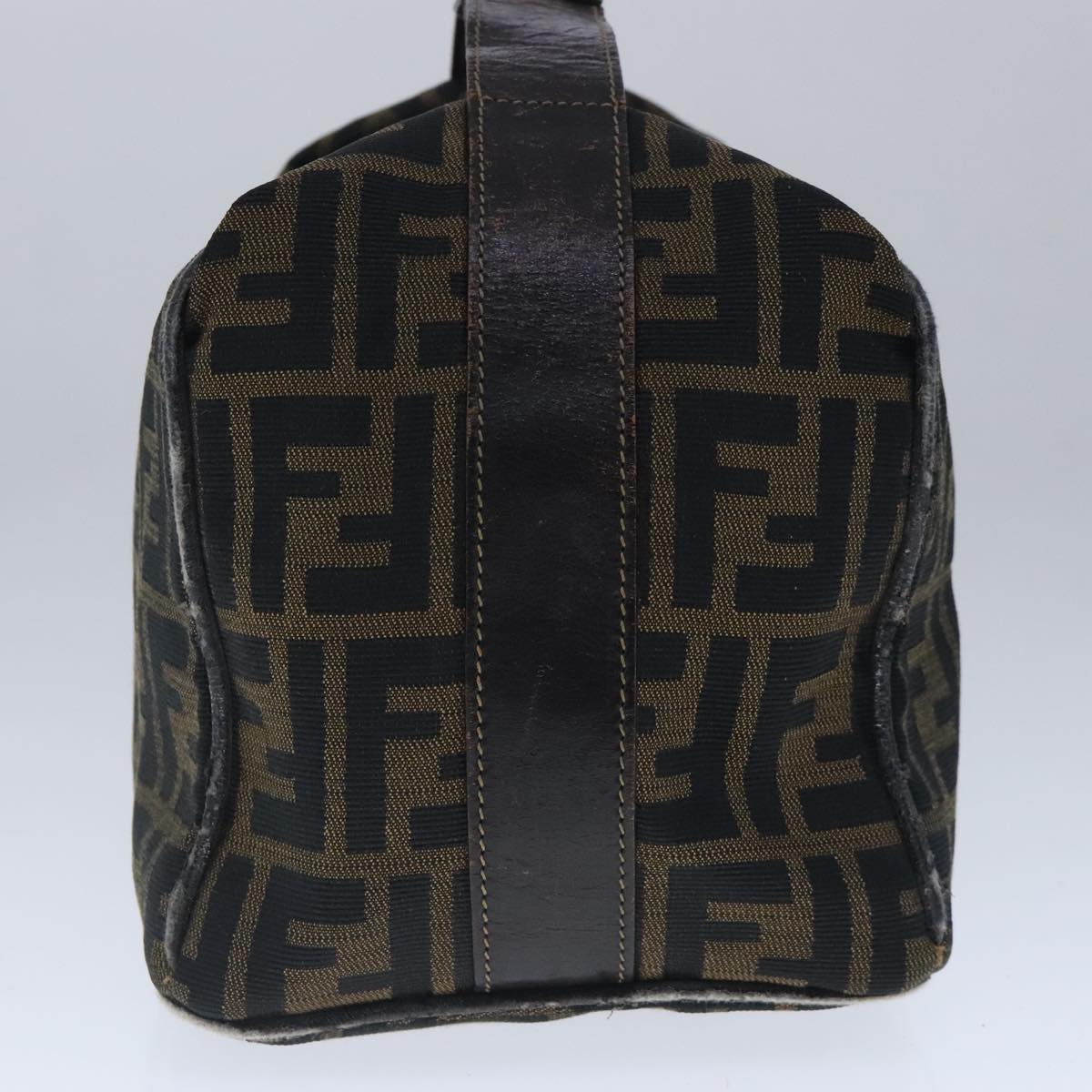 FENDI Zucca Canvas Vanity Hand Bag Brown Black Gold103857
