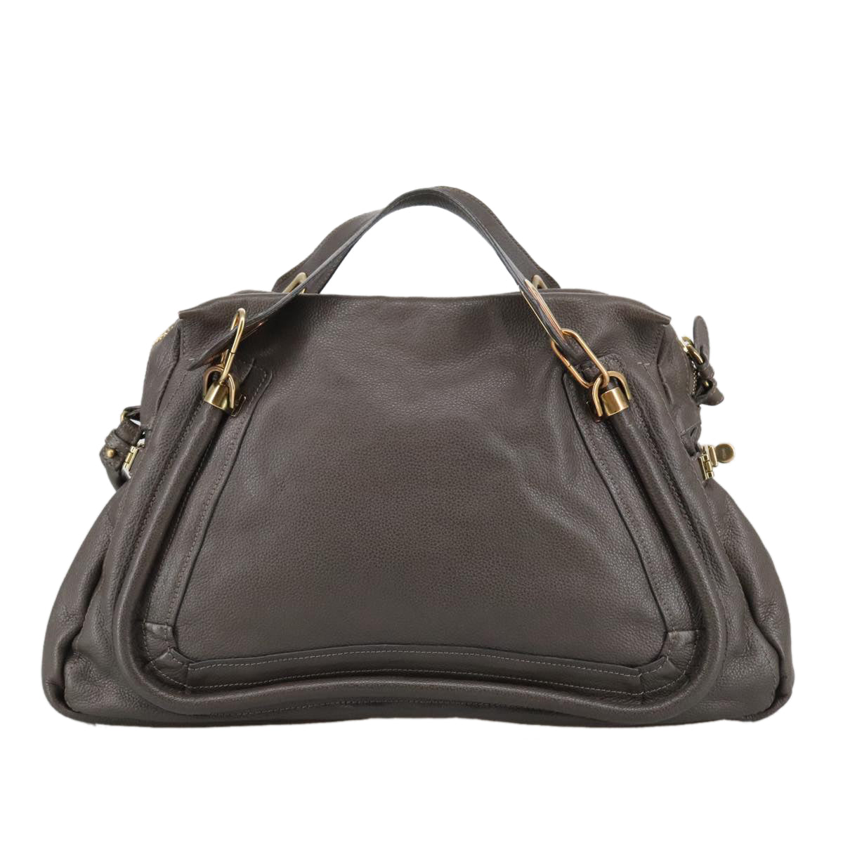 Chloe Paraty Shoulder Bag Leather Brown Gold 103875