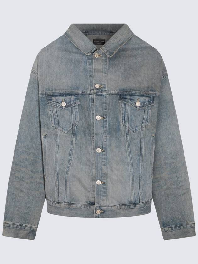 Balenciaga Off-Shoulder Denim Jacket Blue