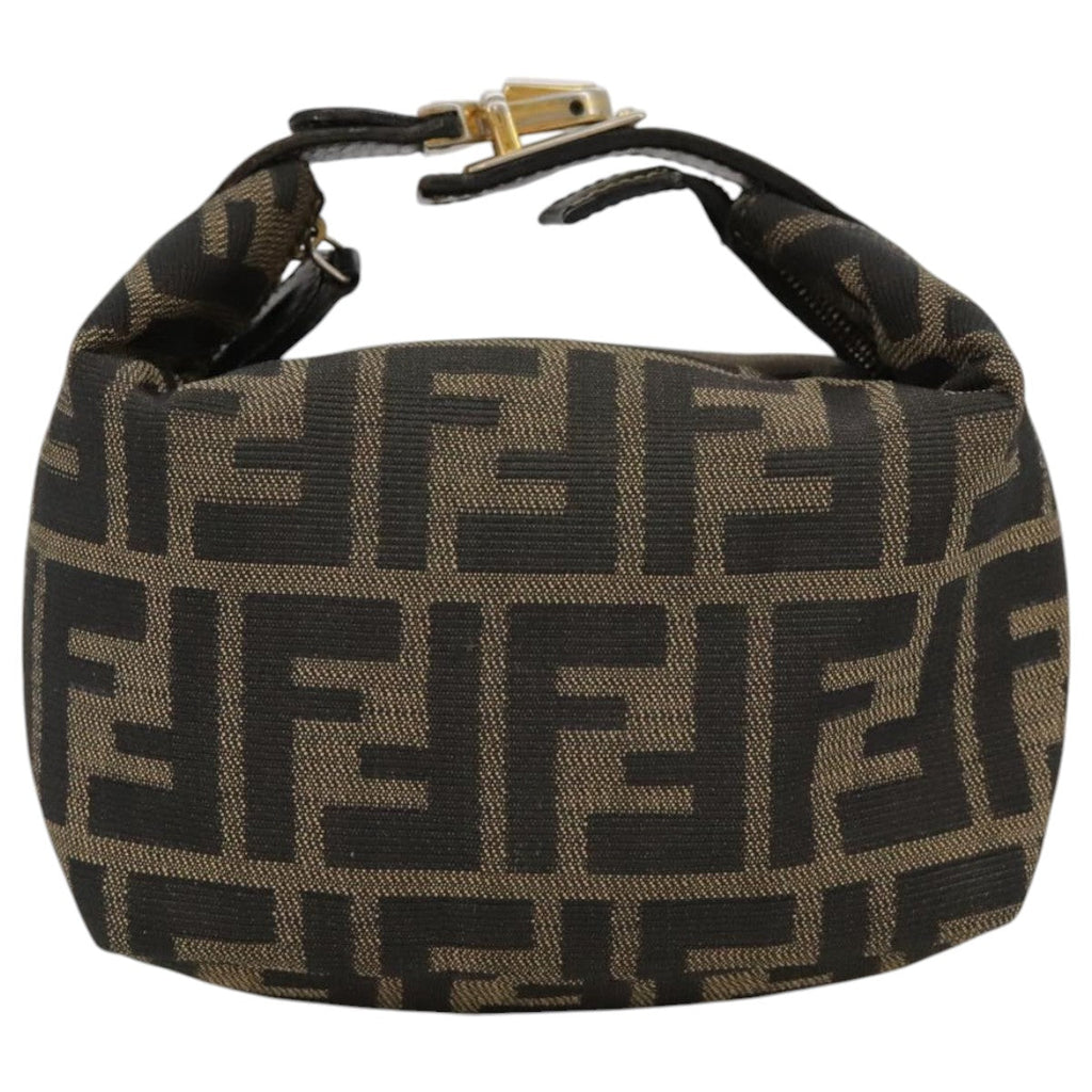 FENDI Zucca Canvas Vanity Pouch Brown Black Gold104142