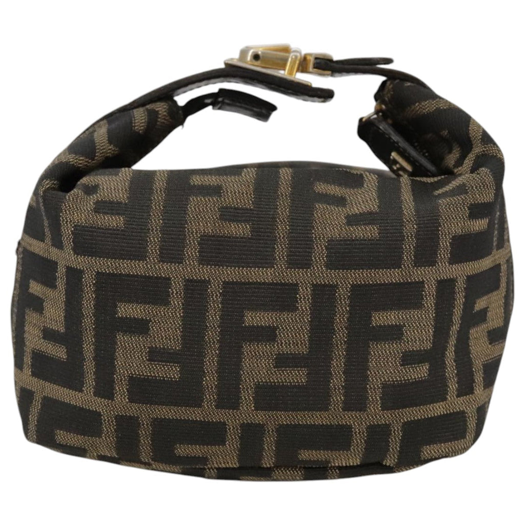 FENDI Zucca Canvas Vanity Pouch Brown Black Gold104142