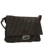 FENDI Zucca Canvas Mamma Baguette Shoulder Bag Brown Black Silver104241