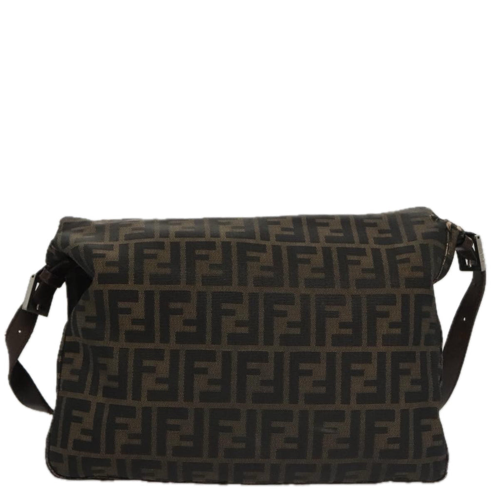 FENDI Zucca Canvas Mamma Baguette Shoulder Bag Brown Black Silver104241