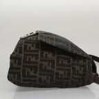 FENDI Zucca Canvas Mamma Baguette Shoulder Bag Brown Black Silver104241