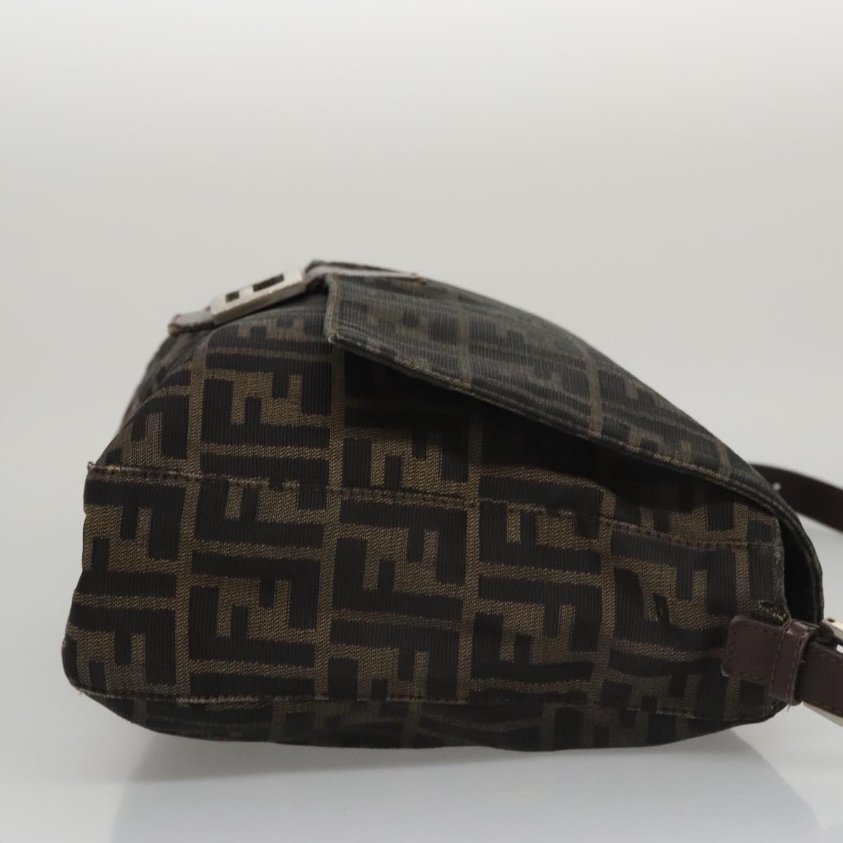 FENDI Zucca Canvas Mamma Baguette Shoulder Bag Brown Black Silver104241