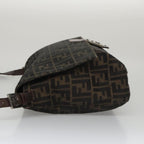 FENDI Zucca Canvas Mamma Baguette Shoulder Bag Brown Black Silver104241