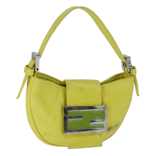 FENDI Mini Croissant Hand Bag Leather Yellow104272