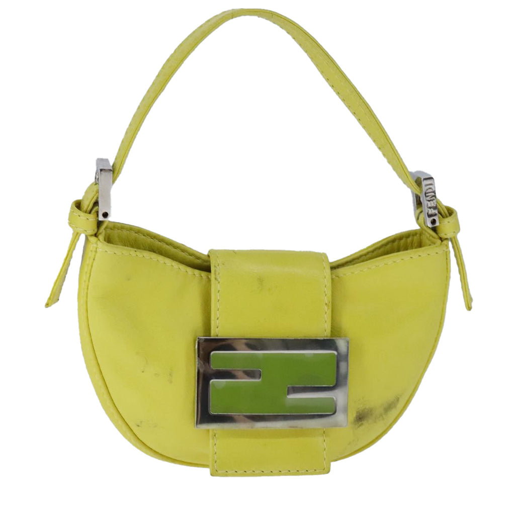 FENDI Mini Croissant Hand Bag Leather Yellow104272