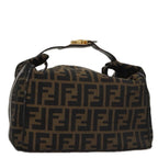FENDI Zucca Canvas Vanity Pouch Brown Black gold104284