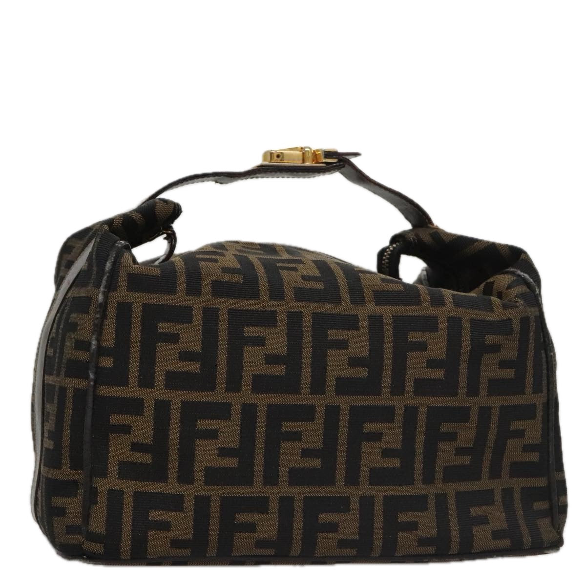 FENDI Zucca Canvas Vanity Pouch Brown Black gold104284