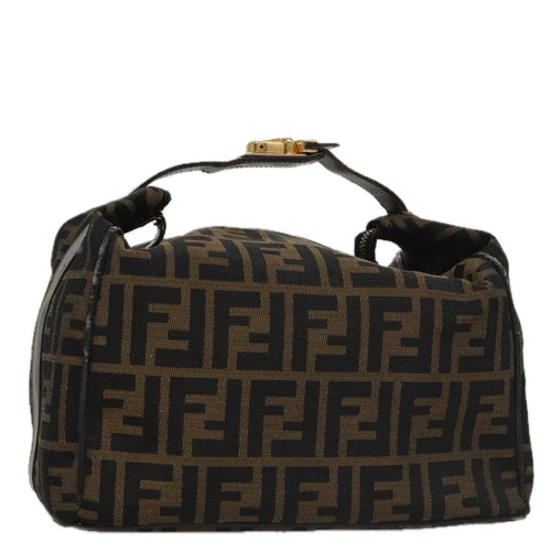 FENDI Zucca Canvas Vanity Pouch Brown Black gold104284