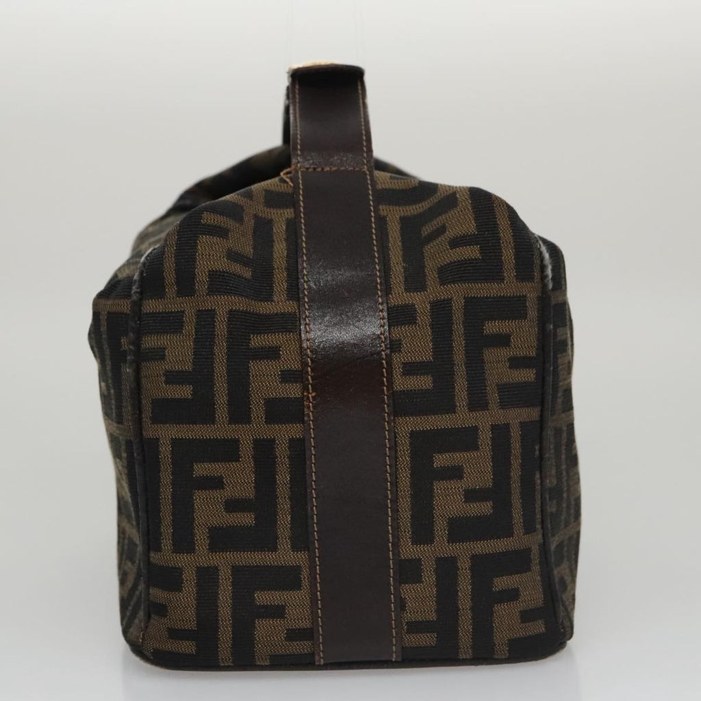 FENDI Zucca Canvas Vanity Pouch Brown Black gold104284
