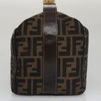 FENDI Zucca Canvas Vanity Pouch Brown Black gold104284
