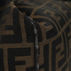 FENDI Zucca Canvas Vanity Pouch Brown Black gold104284