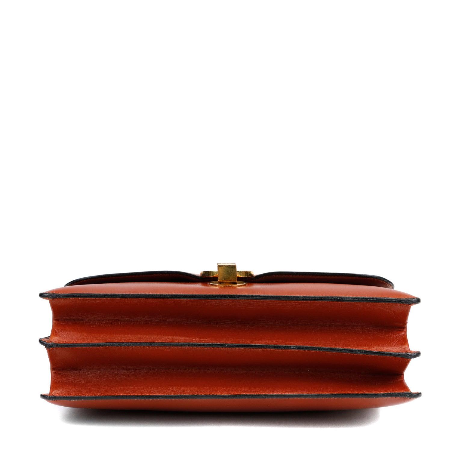 Hermes Box Calf Rust Lydia Bag w. Gold Hardware