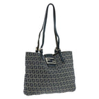 FENDI Zucchino Canvas Tote Bag Navy Silver104436