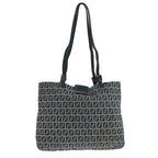 FENDI Zucchino Canvas Tote Bag Navy Silver104436