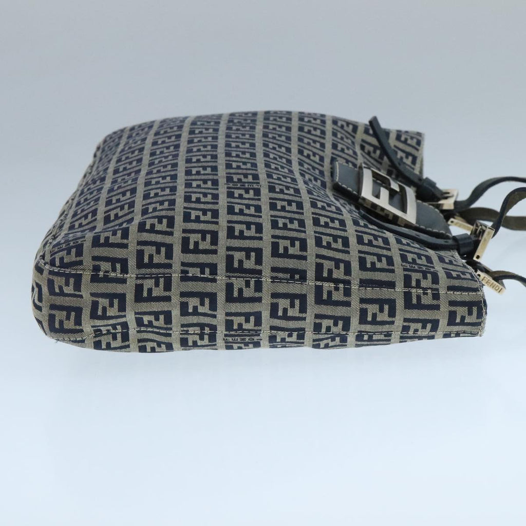 FENDI Zucchino Canvas Tote Bag Navy Silver104436
