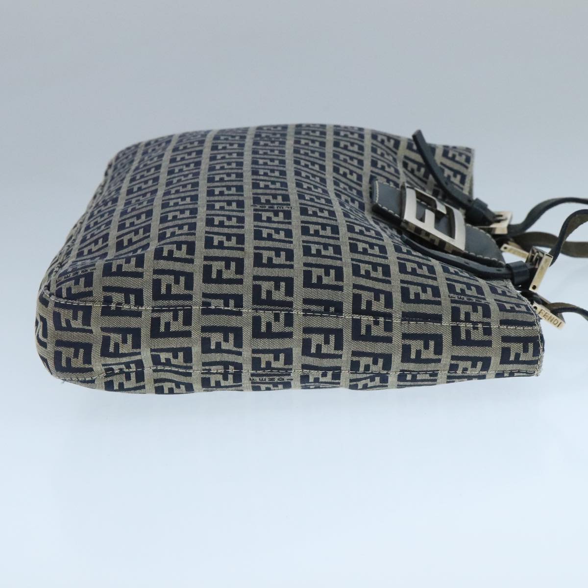 FENDI Zucchino Canvas Tote Bag Navy Silver104436