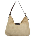 FENDI Zucca Canvas Mamma Baguette Shoulder Bag Beige Silver104446