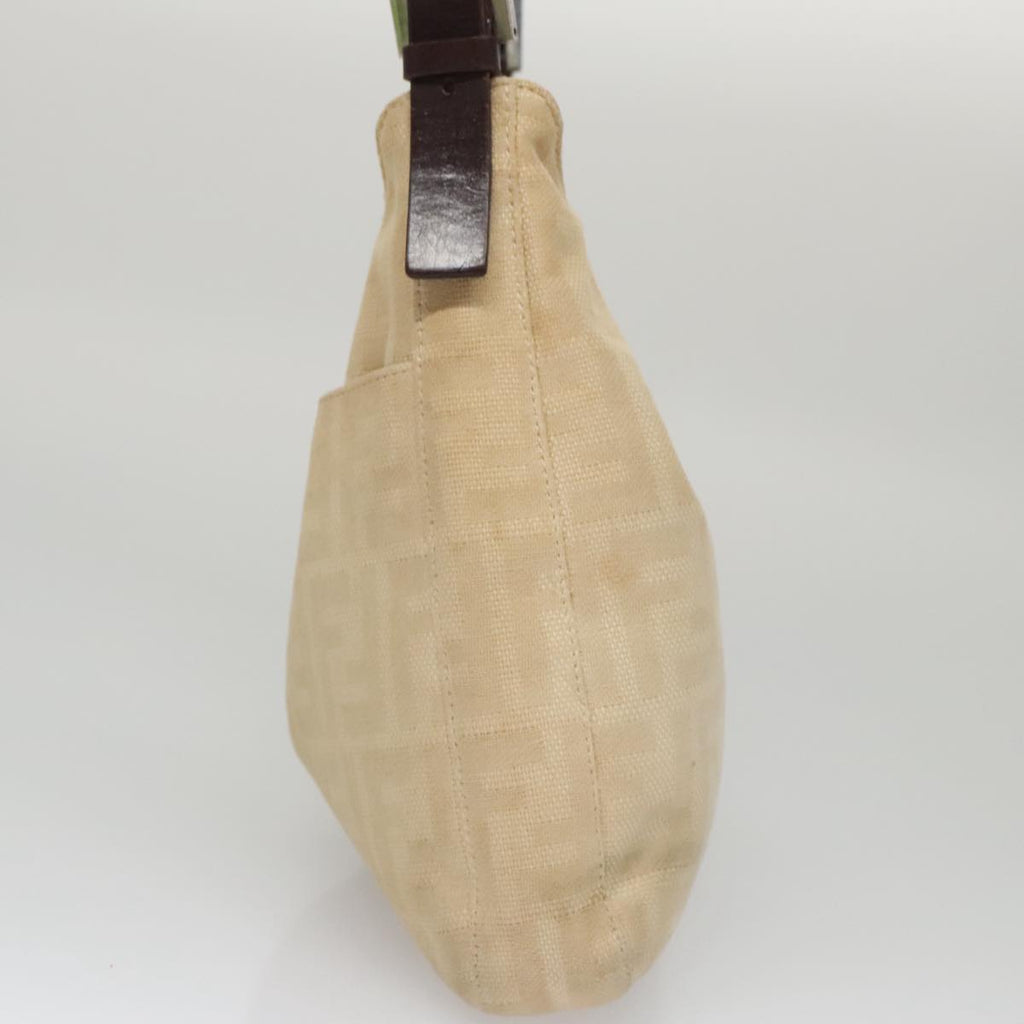 FENDI Zucca Canvas Mamma Baguette Shoulder Bag Beige Silver104446