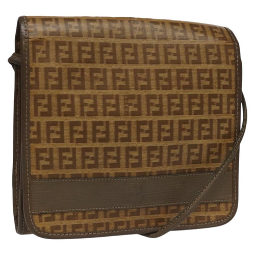 FENDI Zucchino Canvas Shoulder Bag Beige104456