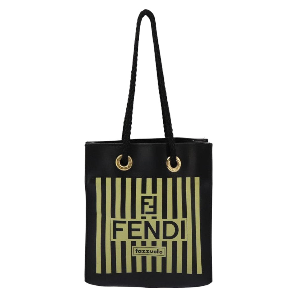 FENDI Mini Hand Bag Leather Black Green104482