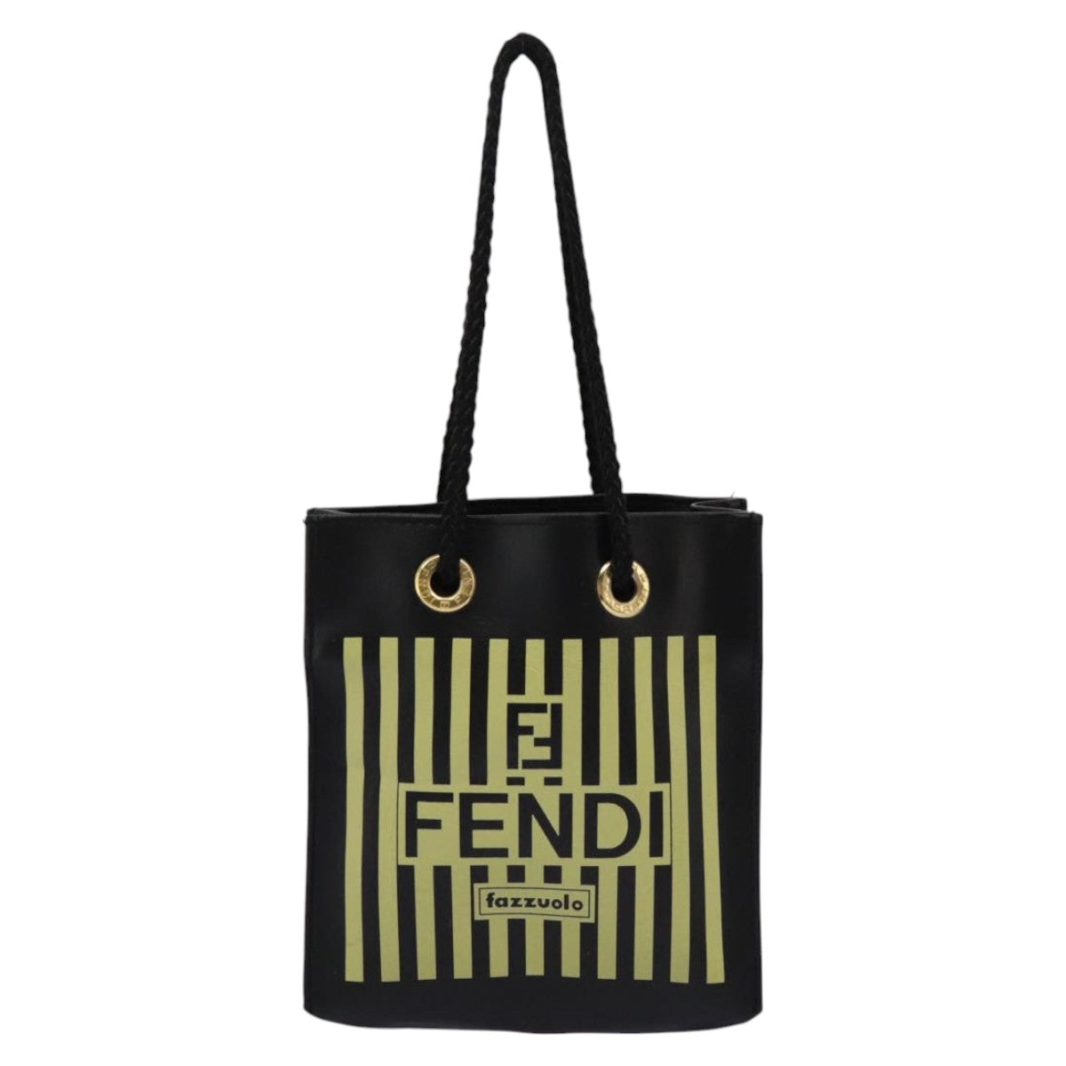 FENDI Mini Hand Bag Leather Black Green104482