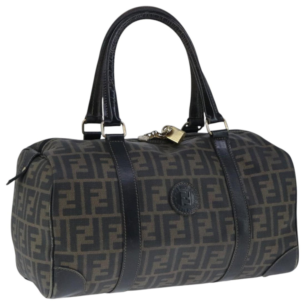FENDI Zucca Canvas Boston Bag Brown Black104558