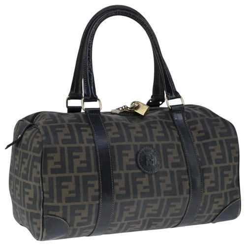 FENDI Zucca Canvas Boston Bag Brown Black104558