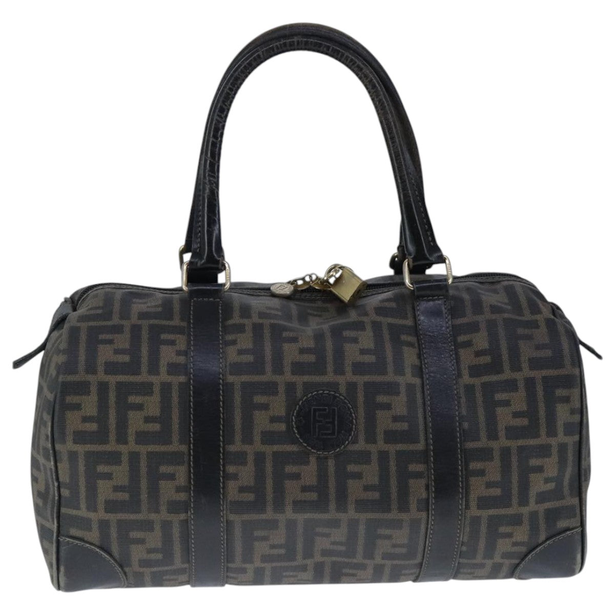FENDI Zucca Canvas Boston Bag Brown Black104558