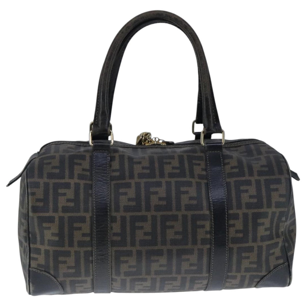 FENDI Zucca Canvas Boston Bag Brown Black104558