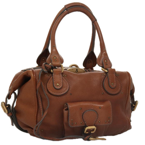 Chloe Paddington Shoulder Bag Leather Brown Gold 104717