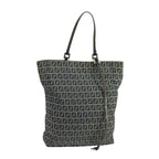 FENDI Zucchino Canvas Tote Bag Navy Silver104722