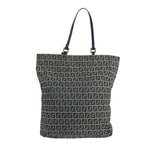 FENDI Zucchino Canvas Tote Bag Navy Silver104722