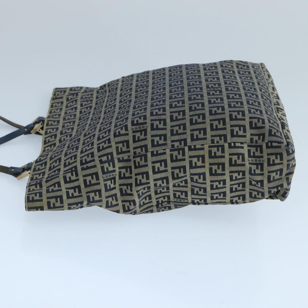 FENDI Zucchino Canvas Tote Bag Navy Silver104722