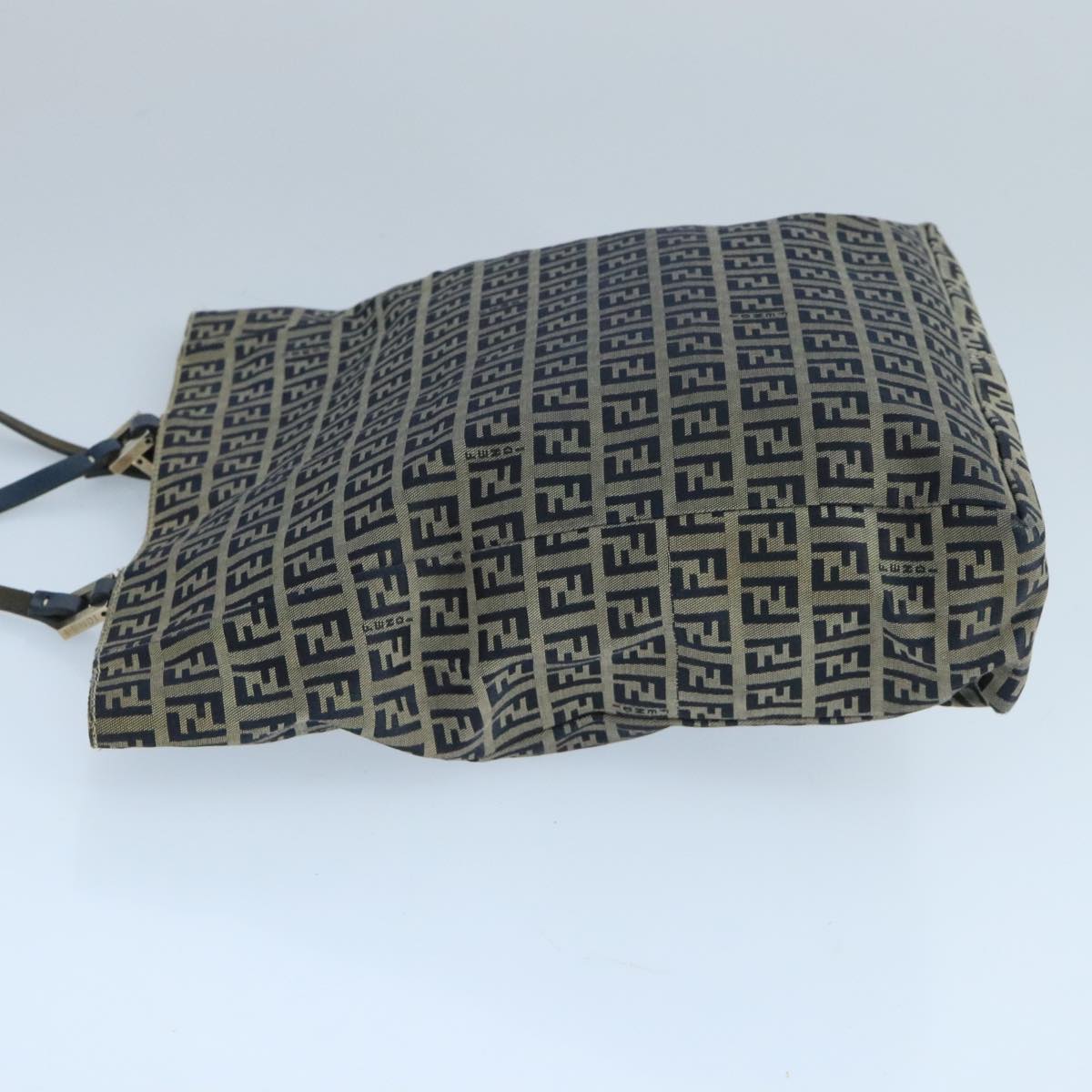 FENDI Zucchino Canvas Tote Bag Navy Silver104722