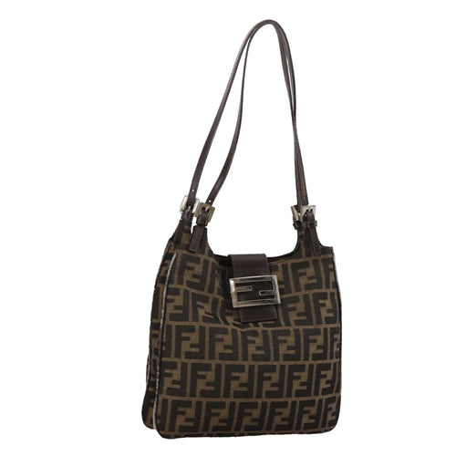 FENDI Zucca Canvas Shoulder Bag Brown104730