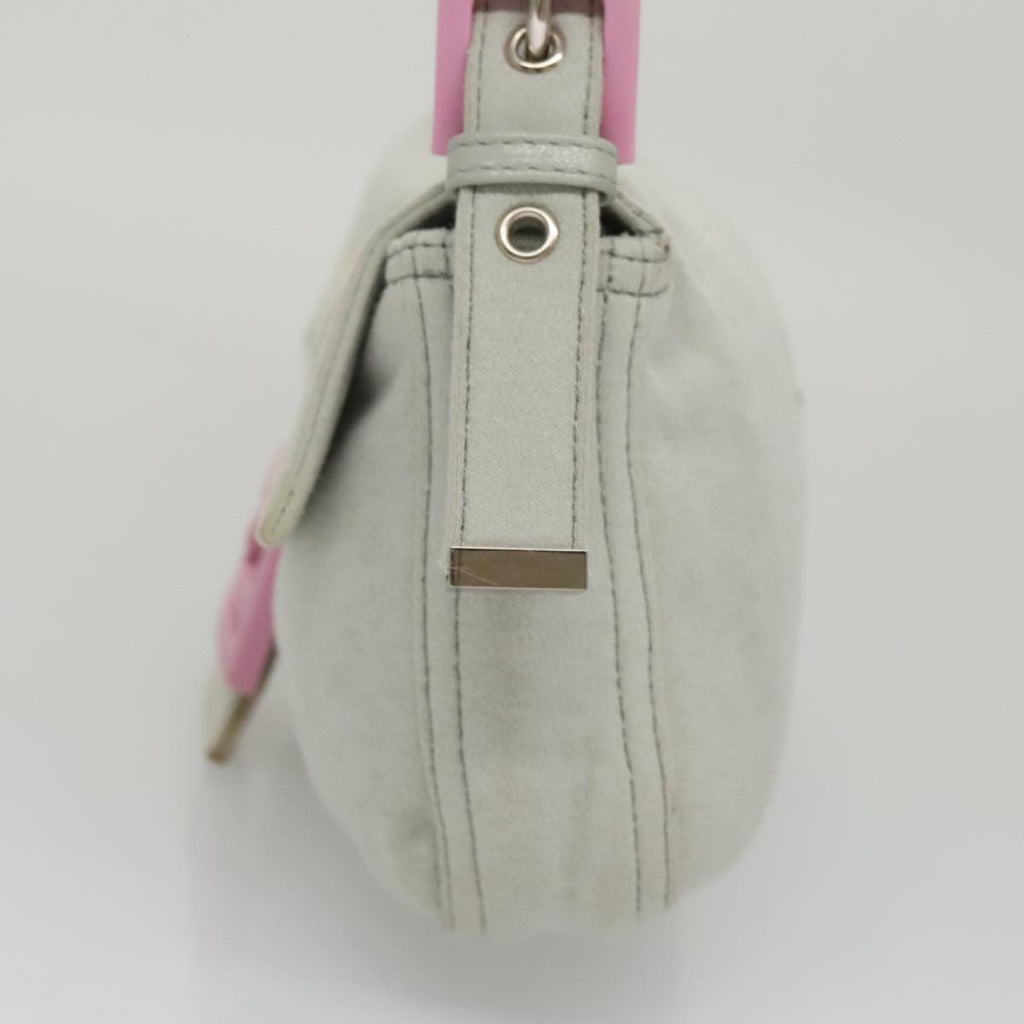 FENDI Mamma Baguette Shoulder Bag Cotton Gray Silver104866