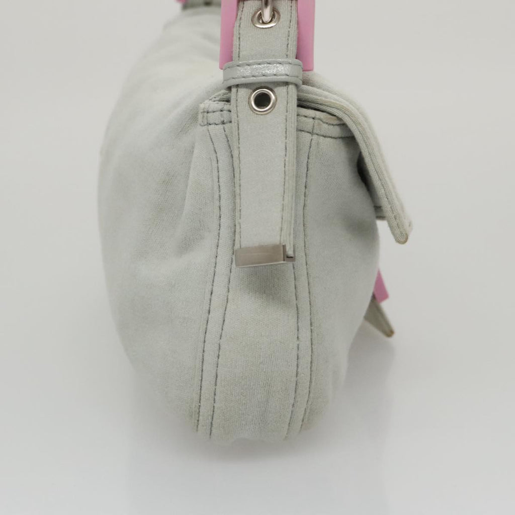 FENDI Mamma Baguette Shoulder Bag Cotton Gray Silver104866