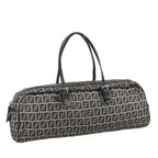 FENDI Zucchino Canvas Hand Bag Navy Silver105071